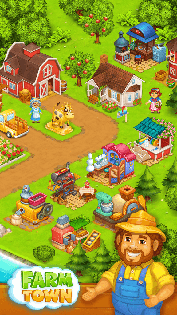 Download Farm Town Happy farming Day & food farm game City 3.68 APK